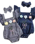 Denim Bloom Ruffle Romper