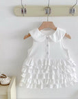 White Ruffle Tiered Dress