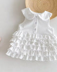 White Ruffle Tiered Dress
