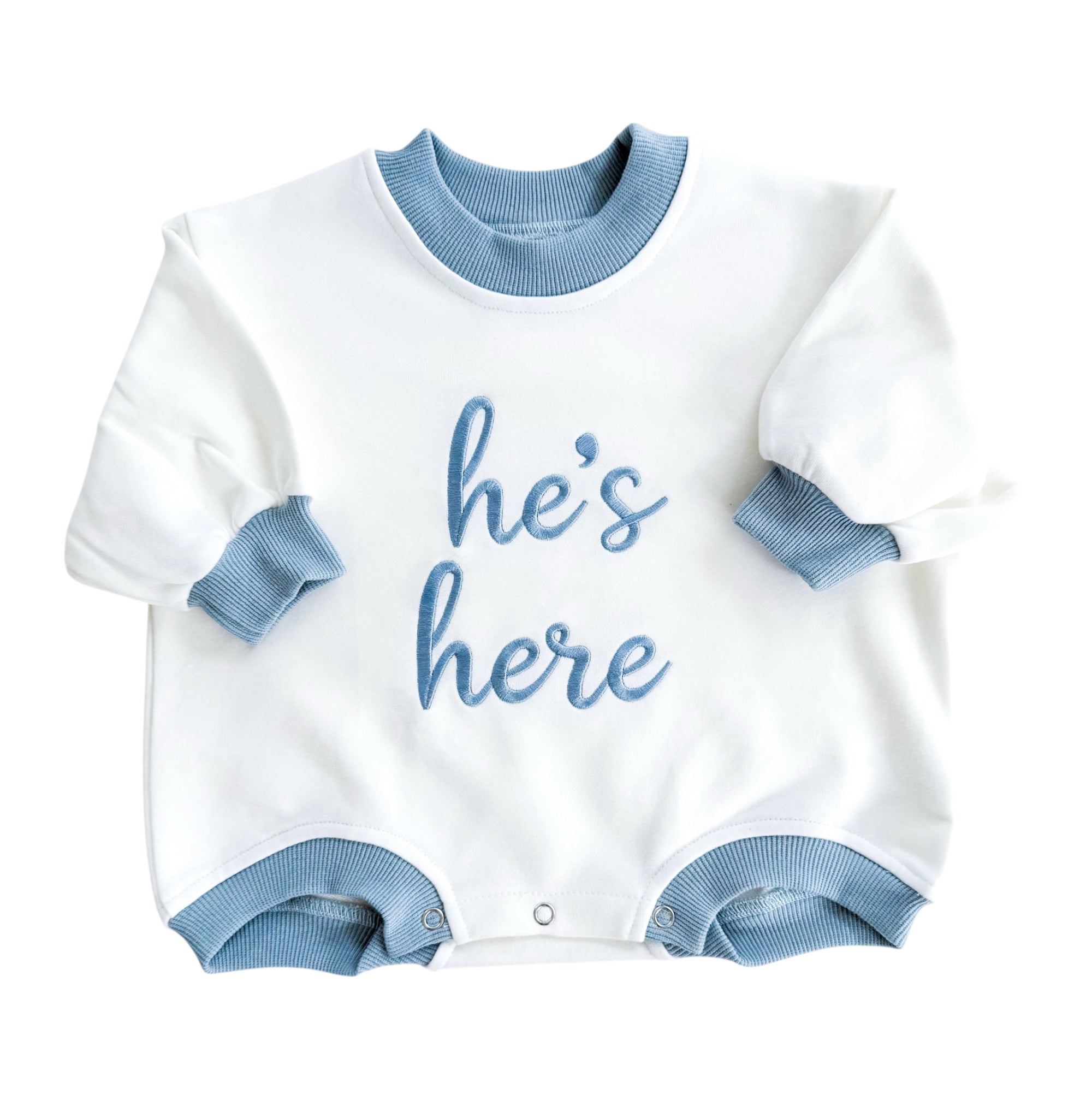 He’s Here Announcement Bubble Romper