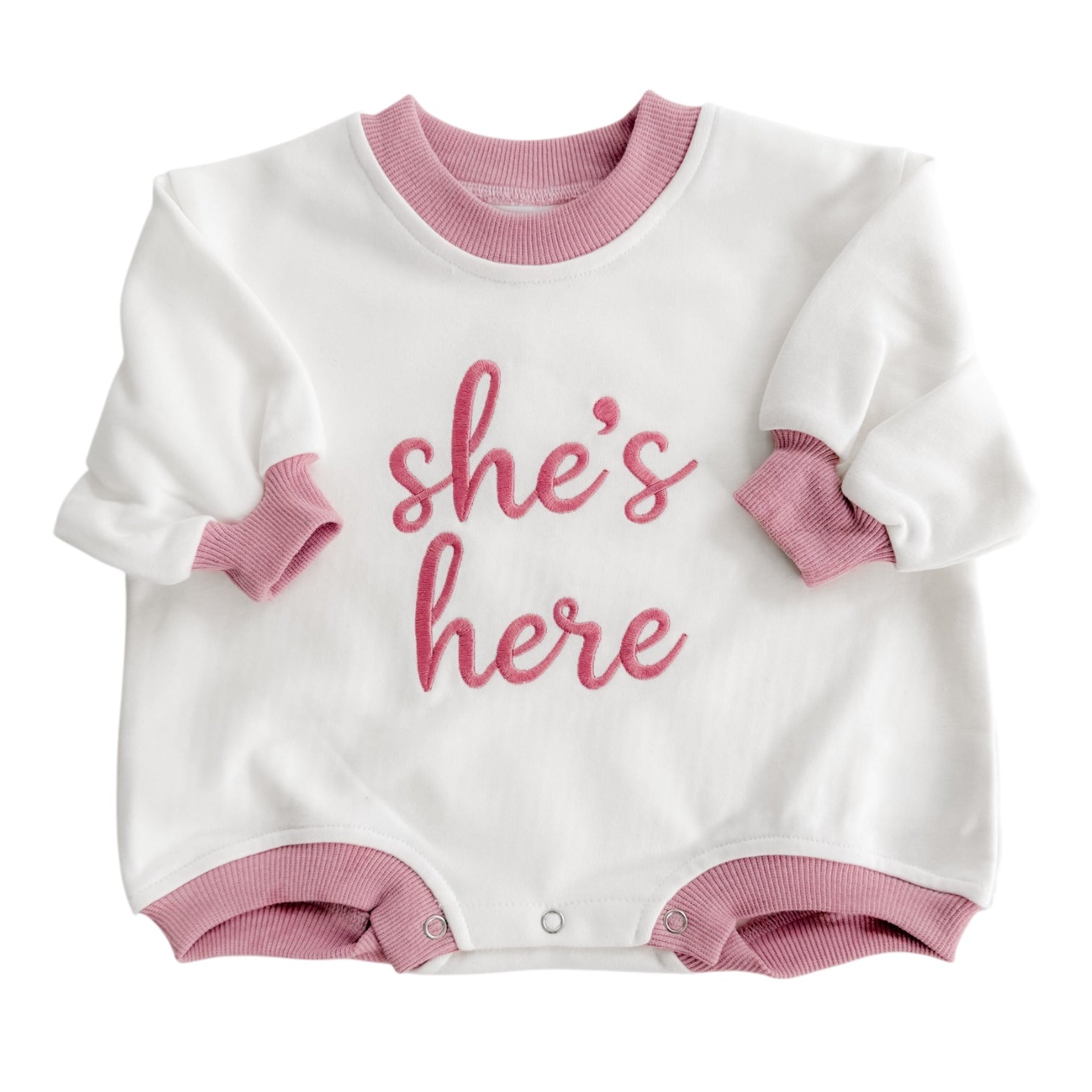 She’s Here Announcement Bubble Romper