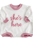 She’s Here Announcement Bubble Romper