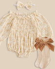 Bow Smocked Romper Set