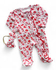 Candy Cane Waffle Ruffle Zipper Footie Set