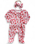 Candy Cane Waffle Ruffle Zipper Footie Set