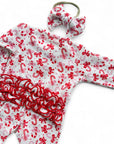 Candy Cane Waffle Ruffle Zipper Footie Set