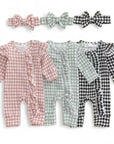 Houndstooth Ruffle Knit Romper Set