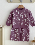 Bow Blossom Knit Plum Set