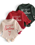 First Christmas Ruffle Sweater Romper