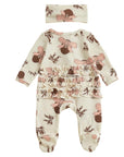 Pink Football Bow Baby Ruffle Footie
