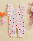 Ruffle Sleeve Heart Print Jumpsuit