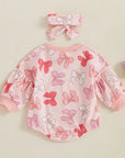 Sweatshirt Bow Print Romper