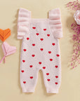Ruffle Sleeve Heart Print Jumpsuit