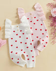 Ruffle Sleeve Heart Print Jumpsuit