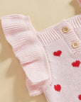 Ruffle Sleeve Heart Print Jumpsuit