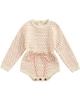 Knit Long Sleeve Pink Romper