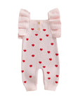Ruffle Sleeve Heart Print Jumpsuit