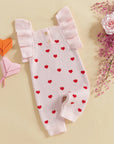 Ruffle Sleeve Heart Print Jumpsuit