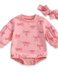 2pcs Bow Romper Set