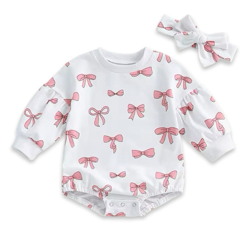 2pcs Bow Romper Set