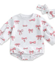 2pcs Bow Romper Set