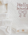 “Hello World” Ruffle Knit Onesie