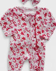 Candy Cane Waffle Ruffle Zipper Footie Set
