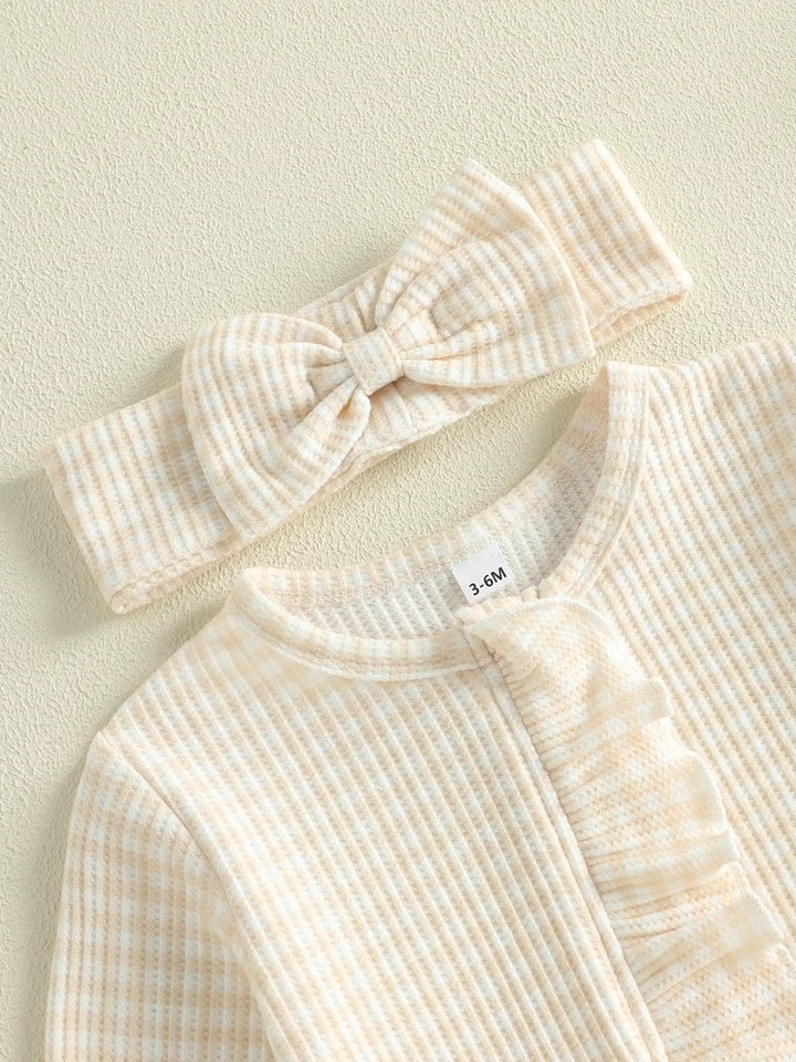 Gingham Ruffle Footie + Matching Bow
