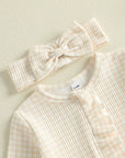 Gingham Ruffle Footie + Matching Bow
