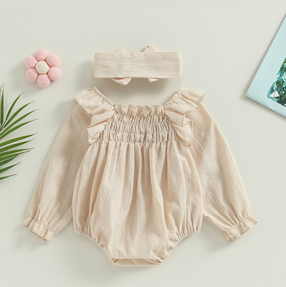 Ruched Romper with Headband