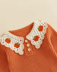 Pumpkin Patch Crochet Collar Knit Romper