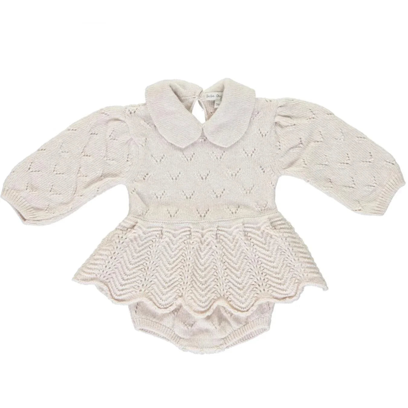 Peplum Knitted Romper (Beige)