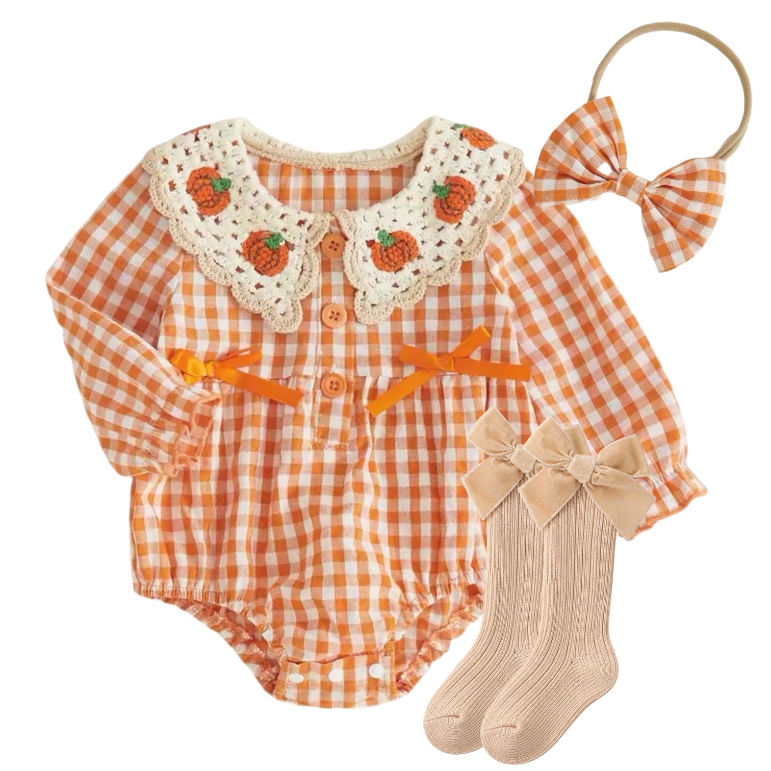 Little Pumpkin Crochet Bubble Romper Set