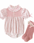 Pink Blossom Smocked Romper