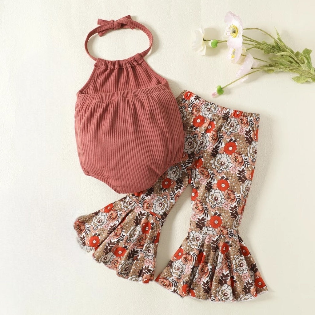 2pcs Halter Floral Bell Set