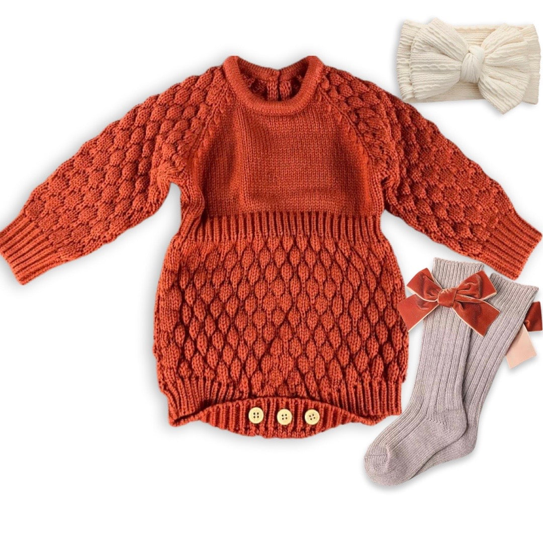 Knit Long Sleeve Romper (multiple Colors)