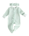 Gingham Ruffle Footie + Matching Bow