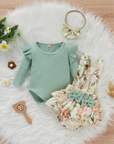 3pcs Floral Suspender Set (Mint)