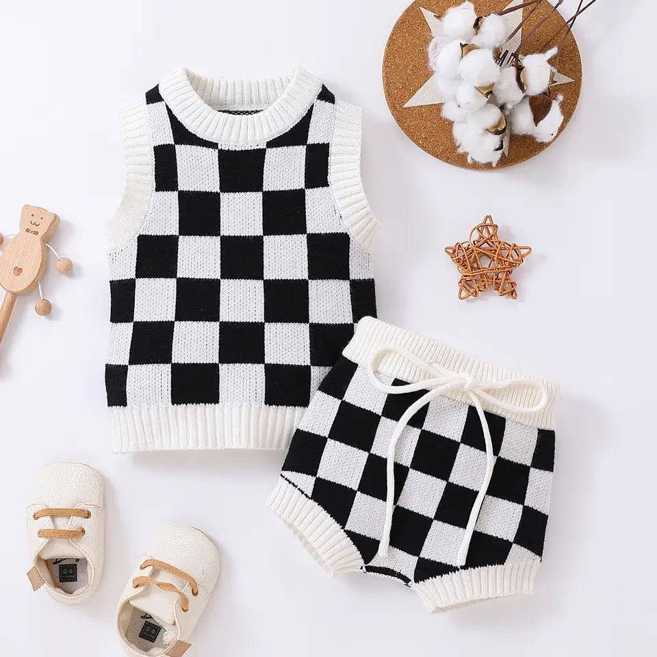 Checkerboard Knit Set