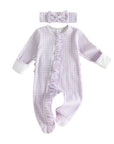 Gingham Ruffle Footie + Matching Bow