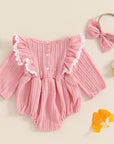 2 Pcs Lace Ruffle Romper