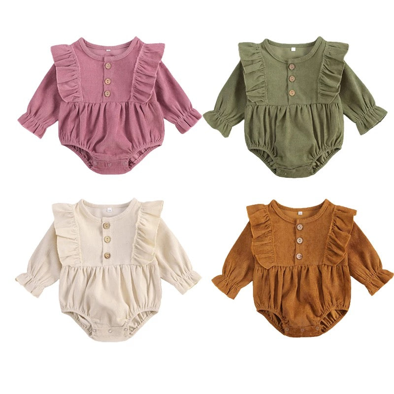 Corduroy Ruffled Romper