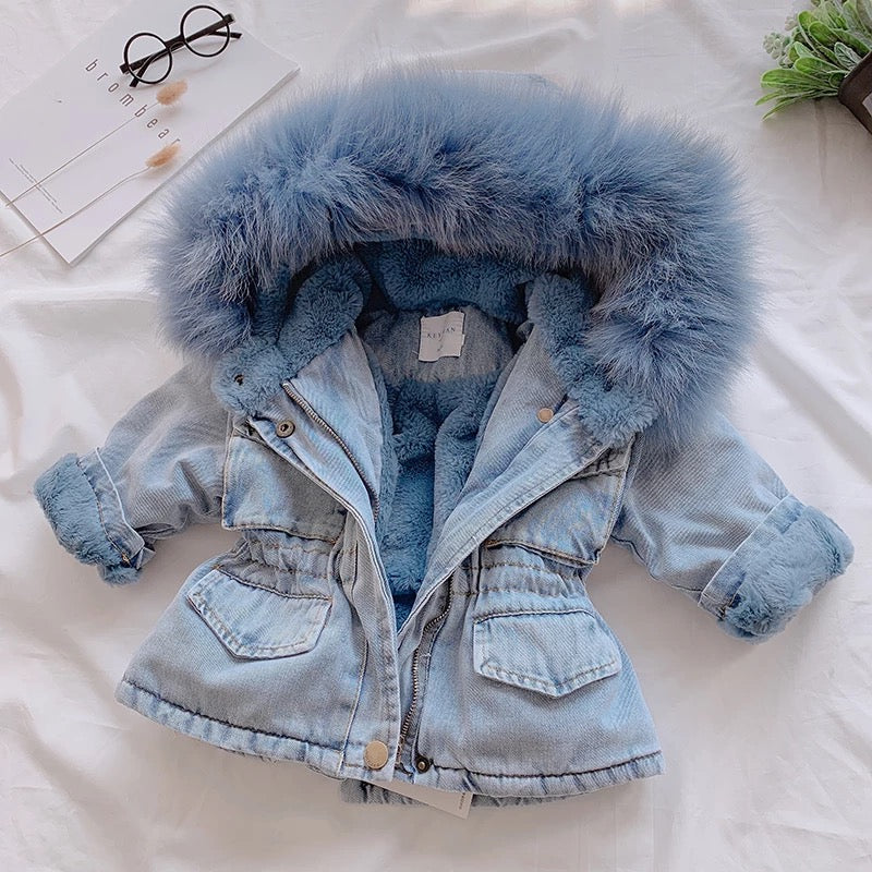 Faux Fur Denim Jacket