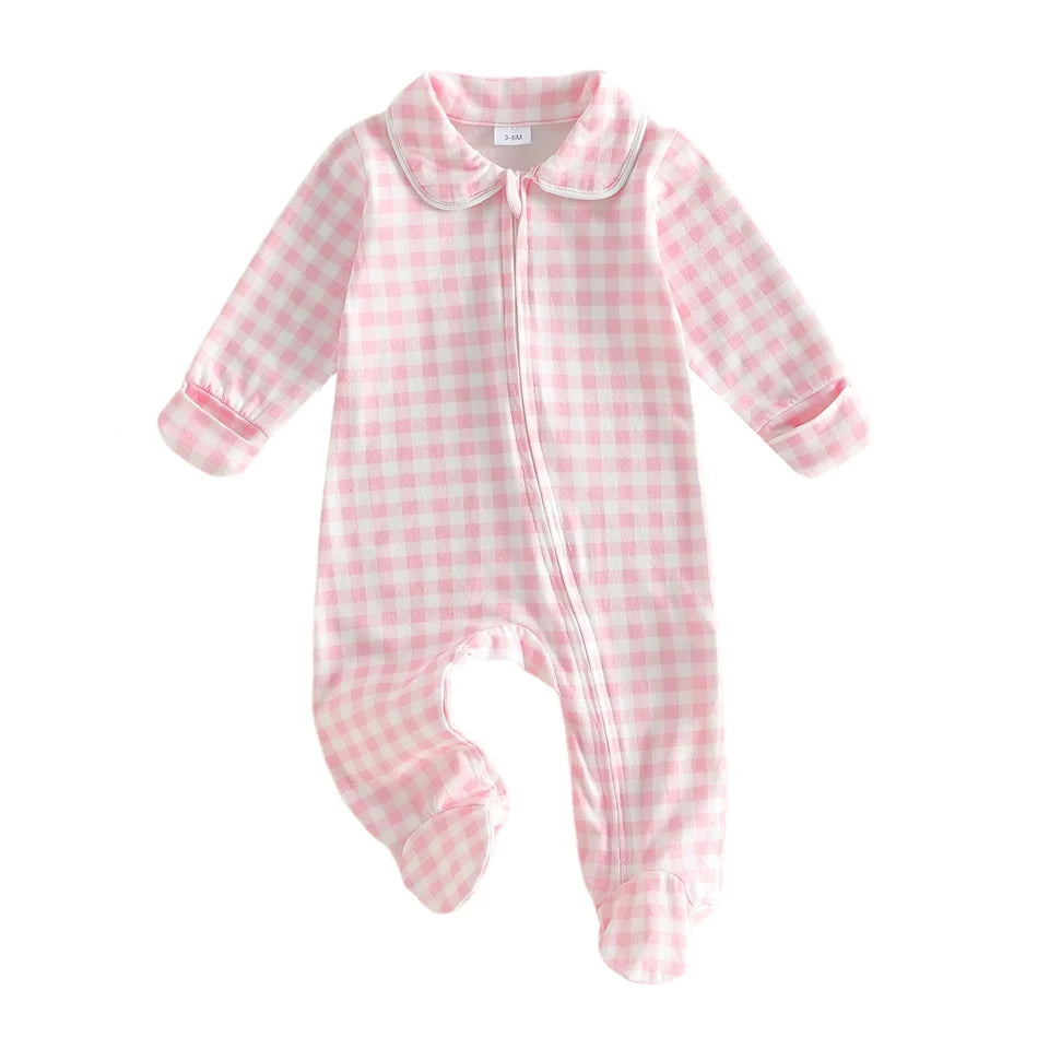 Classic Gingham Collar Footie