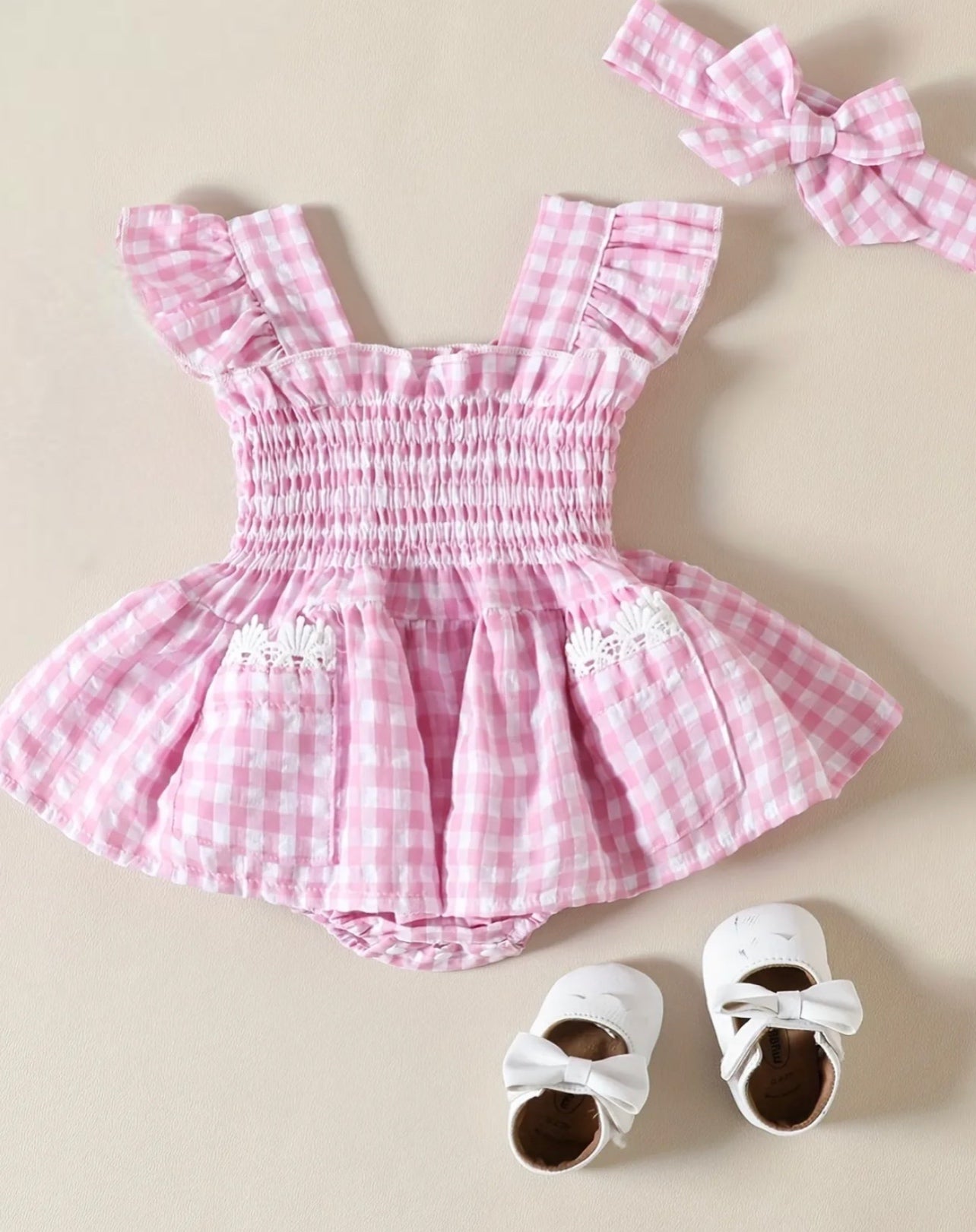 2pcs Gingham Ruffle Set