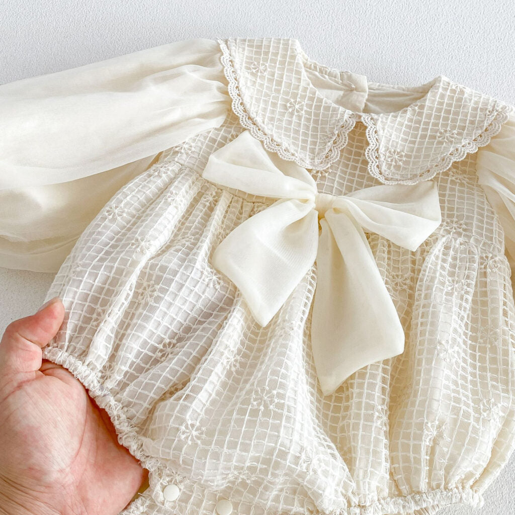 Eloise Lace Bow Bubble Romper