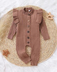 Long Sleeve Knit Ruffle Romper