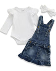 Denim Suspender Skirt Set