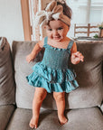 Ruffled Denim Romper