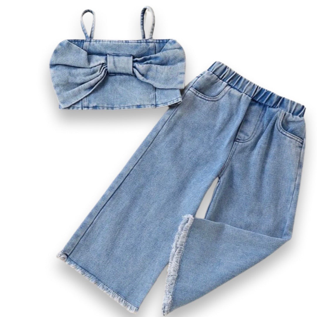 Bowknot Denim Camisole Set